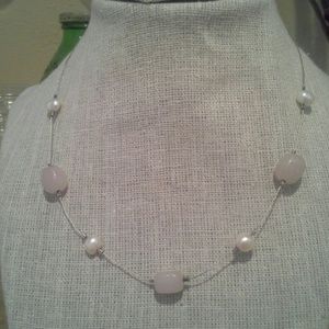 Pink Pearl and Wire necklace