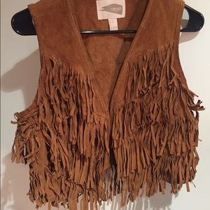 Real Suede Fringe Vest