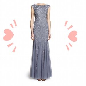 Adrianna Papell Sleeveless Beaded Gown j