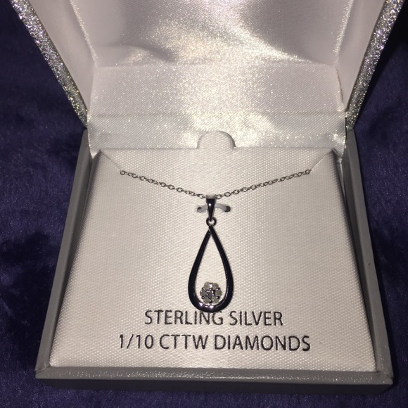 Diamond and sterling silver necklace