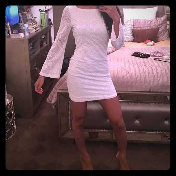 White Laced long sleeve dress