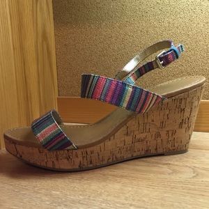 Mix No. 6 Strappy Colorful Striped Wedges