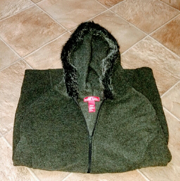Fur trim char fleece jackwt - Picture 2 of 2