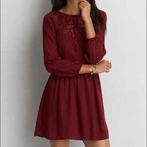 Maroon lace detail dress