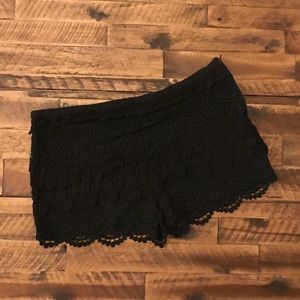 Black crochet shorts