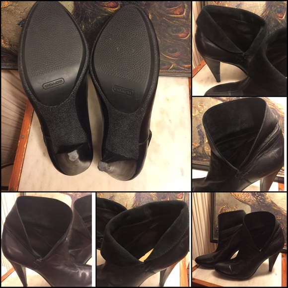 SALE🌷SZ 8.5-COACH BLACK CALF SKIN/SUEDE 4" BOOTS - Picture 4 of 4