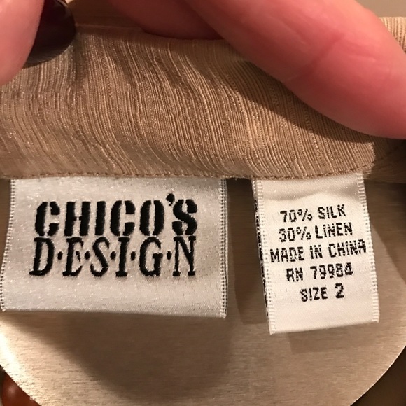 🌼 CHICOS Design Silk/Linen Blouse - Size 12 - Picture 3 of 3