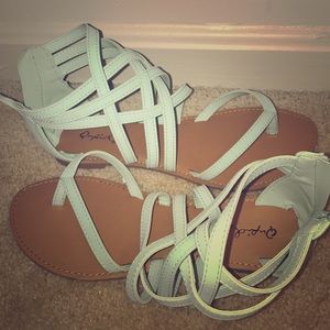 Qupid Athena Strappy Gladiator Thong Flat Sandal