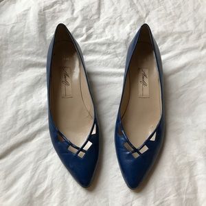 Vintage Blue Leather Kitten Heel Size 7.5