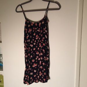 Flowered patterned black dress