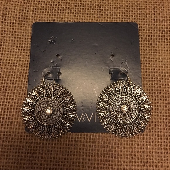 Silver and crystal dangling earrings