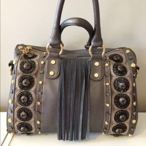 christian audigier gray gold detail handbag