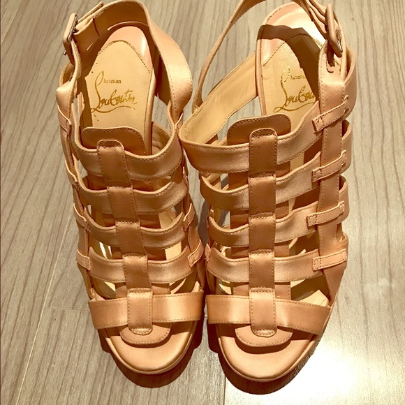 Christian Louboutin Blush Satin Cage Sandals