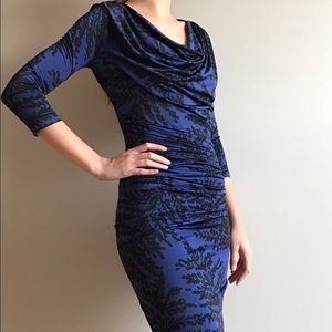 MANGO blue and black dress