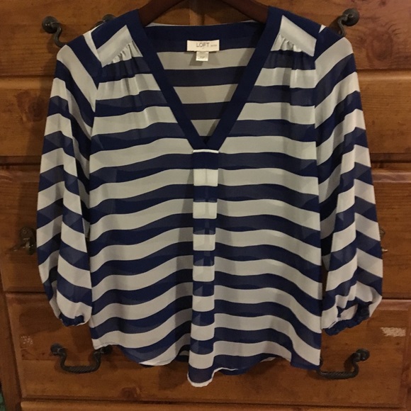 Blue and white stripe XS blouse by Loft