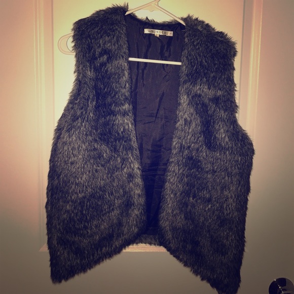 Women's fo fur vest! Grey and black fur !