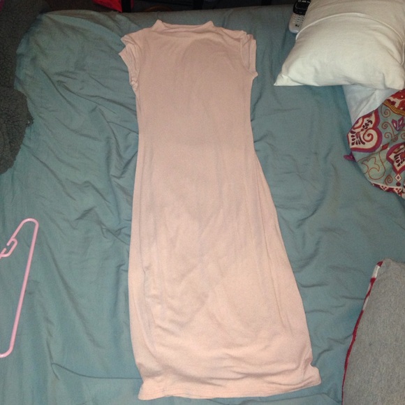 High neckline ankle length tight dress