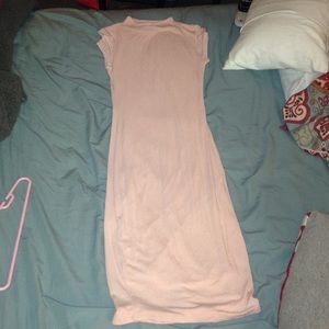 High neckline ankle length tight dress