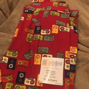 Lularoe Tall and Curvy Cassette Tape Leggings TC
