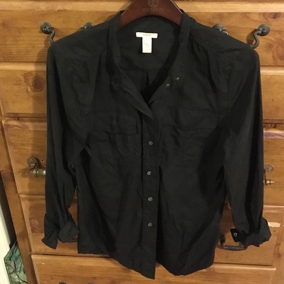 J. Crew black button down blouse. Size S 100% silk