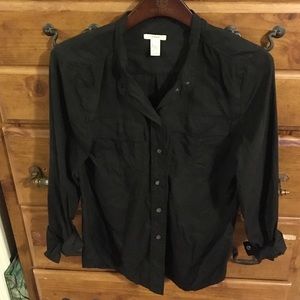 J. Crew black button down blouse. Size S 100% silk