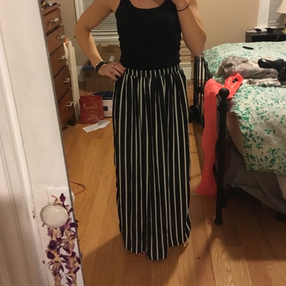 Black and white striped Maxi skirt