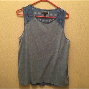 Blue Vans tank top with see through skull design