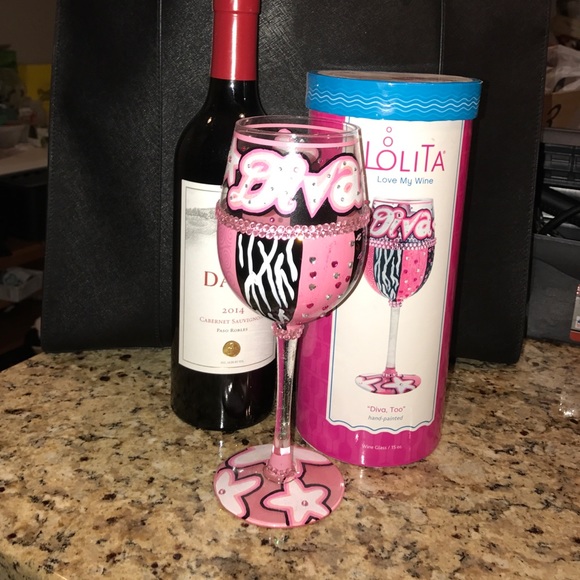 Lolita hand painted diva wine glass🍾