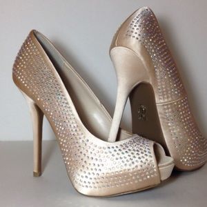 NIB Jennifer Lopez blingy blush peep toe platform