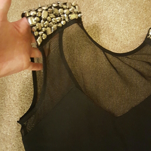 Black party dress with studs on shoulder - Picture 2 of 3