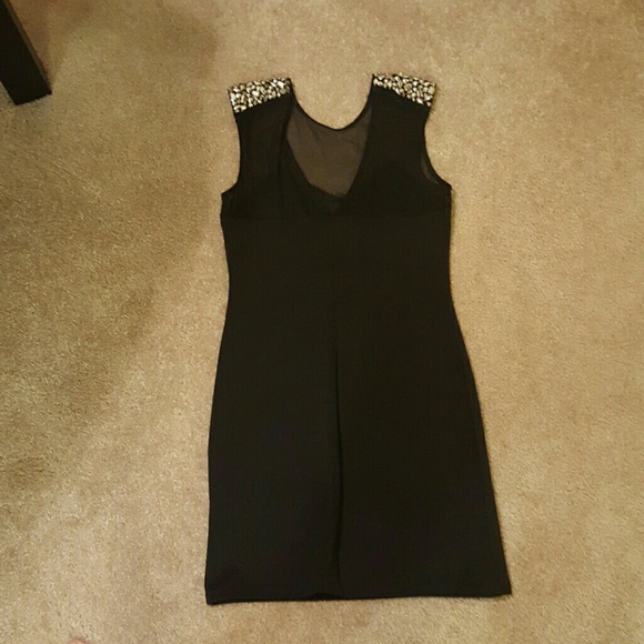 Black party dress with studs on shoulder - Picture 3 of 3