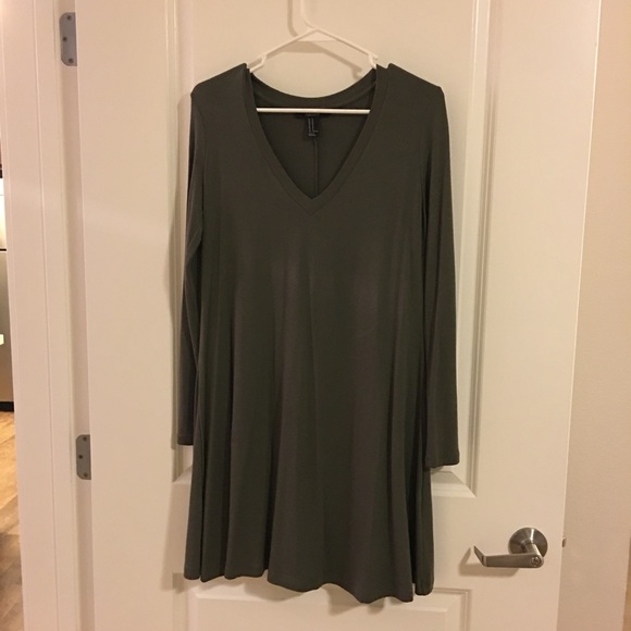 Olive Green Flounce Dress