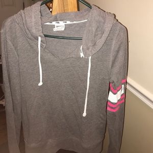 Light Gray PINK pull over hoodie