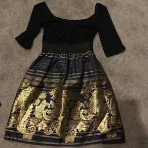 Black Navy and Gold Dress