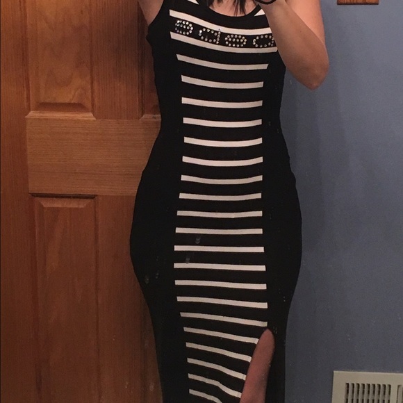 Bebe Logo Stripe Maxi Dress XS