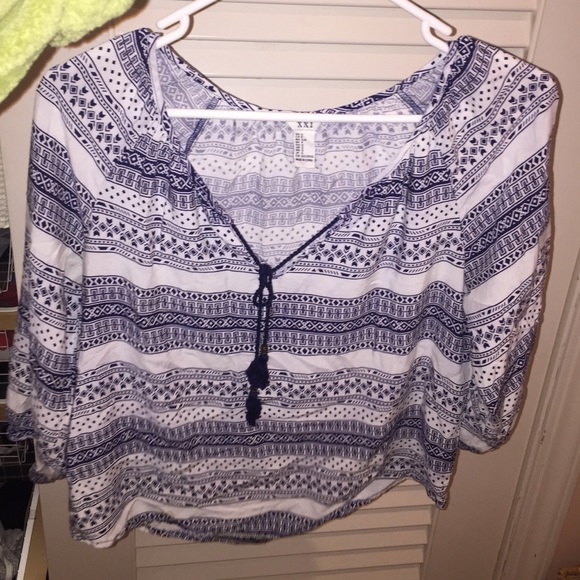 navy &white tie tunic shirt quarter length sleeves - Picture 1 of 2