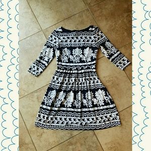 Knee length blue and white skater dress size 4