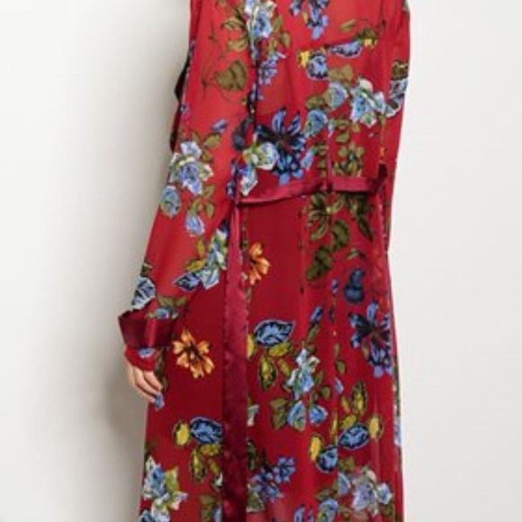 🚨LAST 1🚨Long sleeve chiffon floral cardigan - Picture 3 of 3