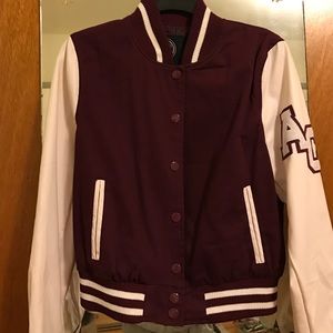 Maroon and cream letters men jacket