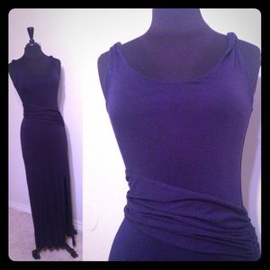 Tahari Maxi Dress w/Slit Navy Blue XS