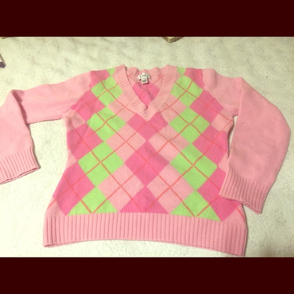 Argyle lime green and pink Lily Pulitzer Sweater