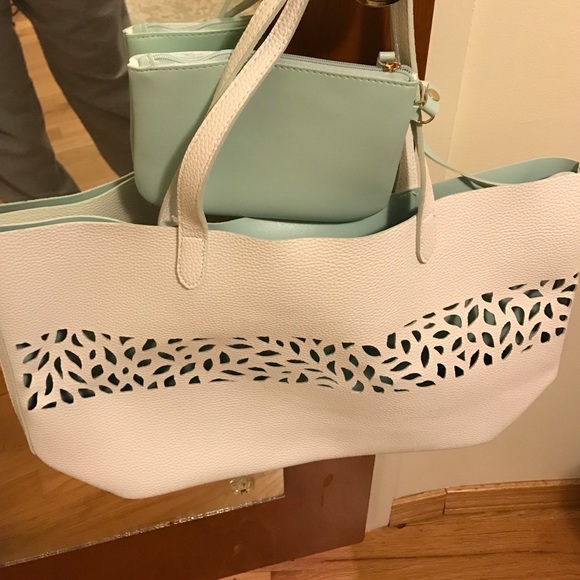 All white tote bag
