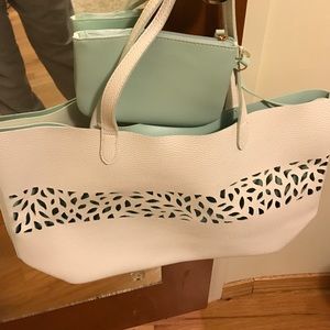 All white tote bag