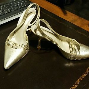 Annr Klein Gold Slingback Shoes Sz 6