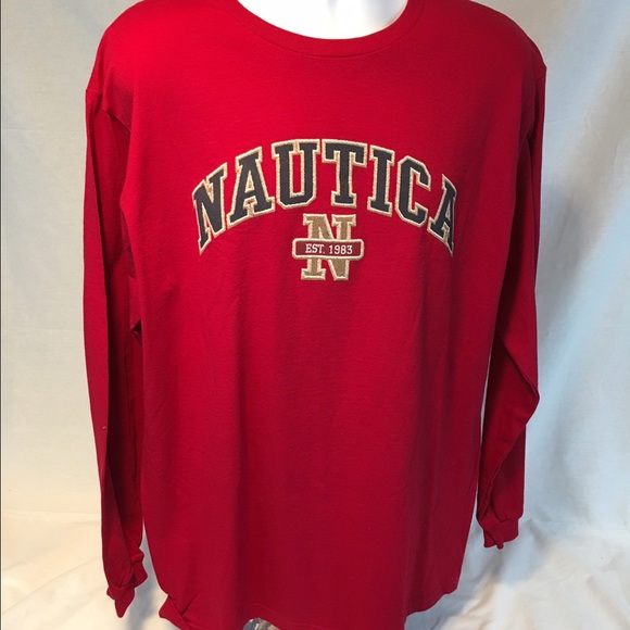 NAUTICA Chest Logo - NWT Red Long Sleeve Shirt (L)