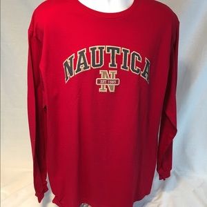 NAUTICA Chest Logo - NWT Red Long Sleeve Shirt (L)
