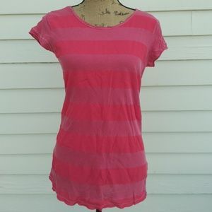 GAP distressed long red striped tee