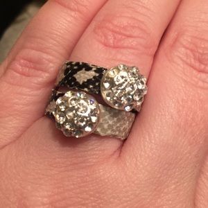 Snake skin two tier ring