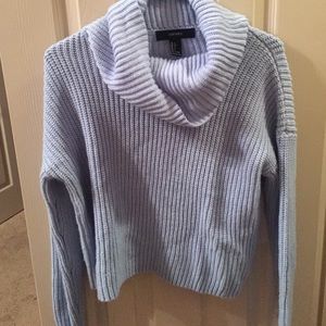 Light Blue Cowl-Turtleneck Sweater