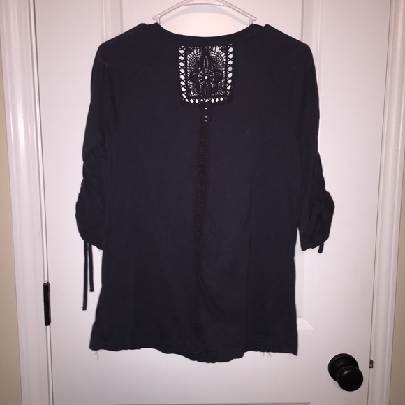 Dark Gray 3/4 sleeve blouse with lace detail - Picture 2 of 2